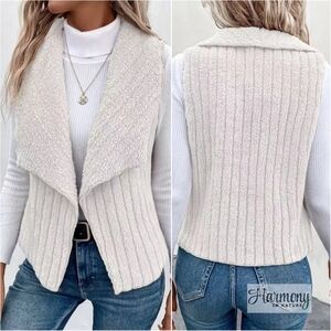 Brynn Fleece Open Front Vest - Ivory